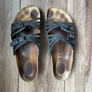 Granada Birkenstock Birkibuc Black Flat Sandals 40  9  9.5